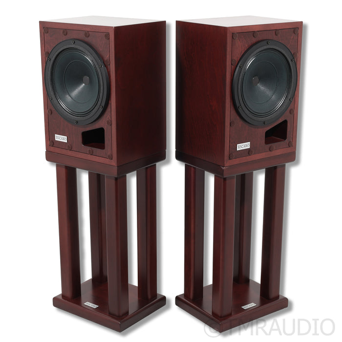 Tocaro Model 40 Bookshelf Speakers with Stands; Mahogany Pair
