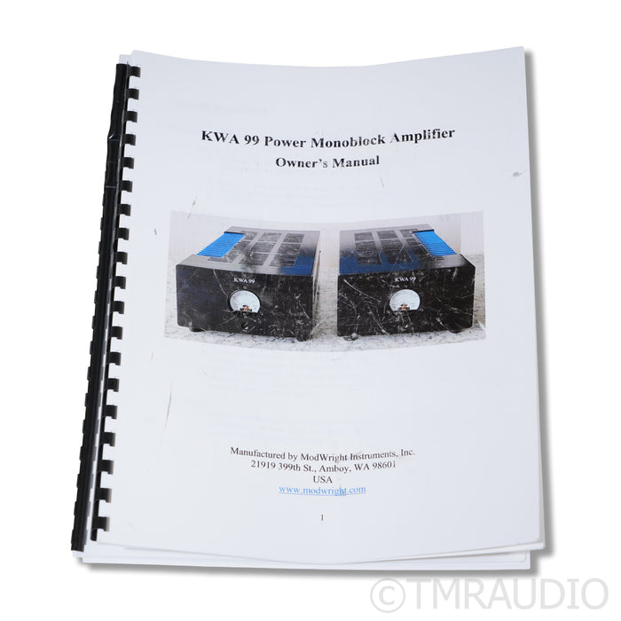 ModWright KWA 99 Monoblock Power Amplifiers; Pair
