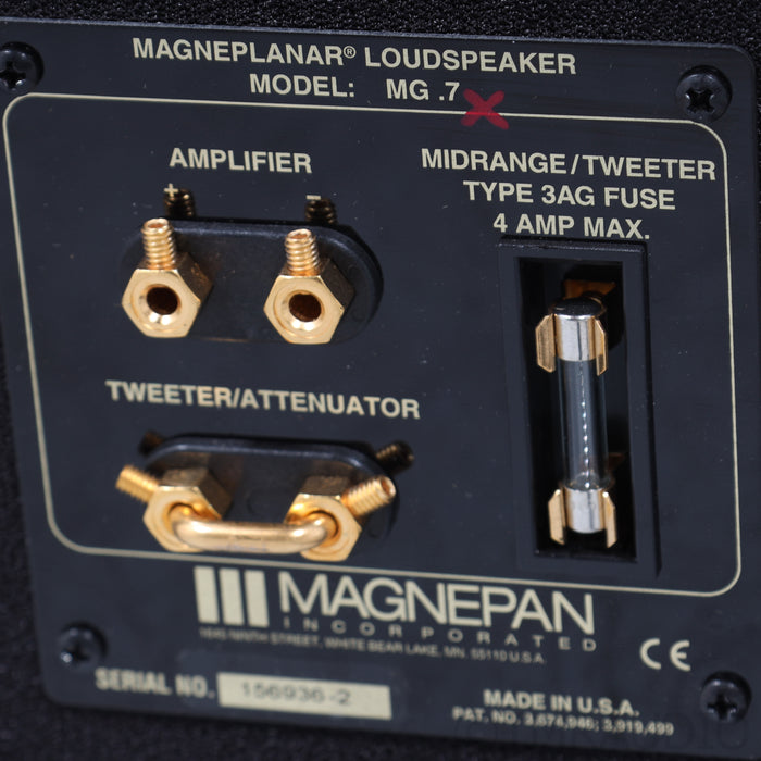 Magnepan MG .7x Planar Magnetic Floorstanding Speakers; Black Pair (Open Box)