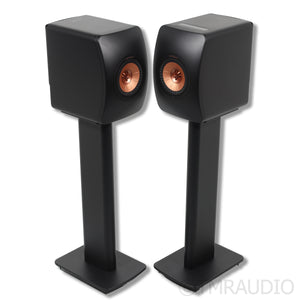 KEF LS50 Wireless II Bookshelf Speakers; Carbon Black Pair with Stands