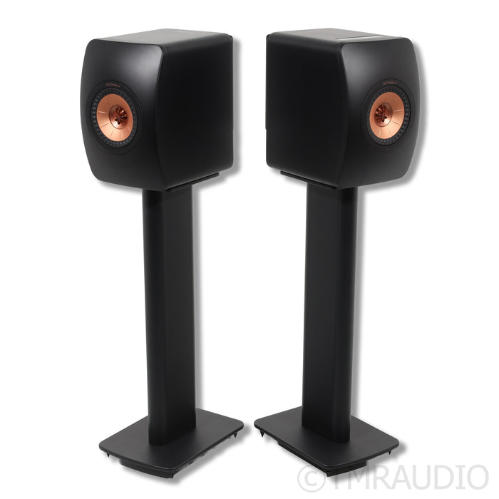 KEF LS50 Wireless II Bookshelf Speakers; Carbon Black Pair with Stands