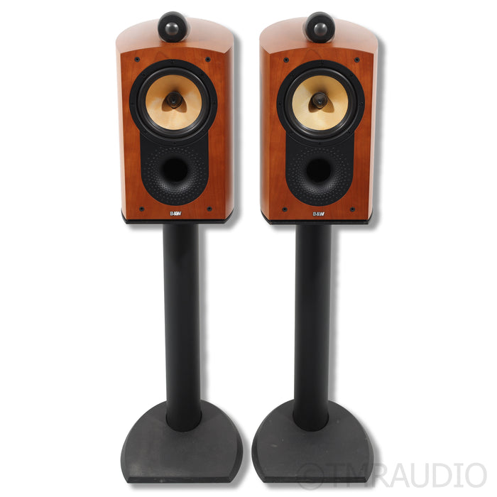 Bowers & Wilkins Nautilus 805 Bookshelf Speakers; Red Cherry Pair With Stands
