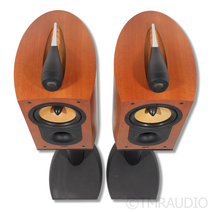 Bowers & Wilkins Nautilus 805 Bookshelf Speakers; Red Cherry Pair With Stands