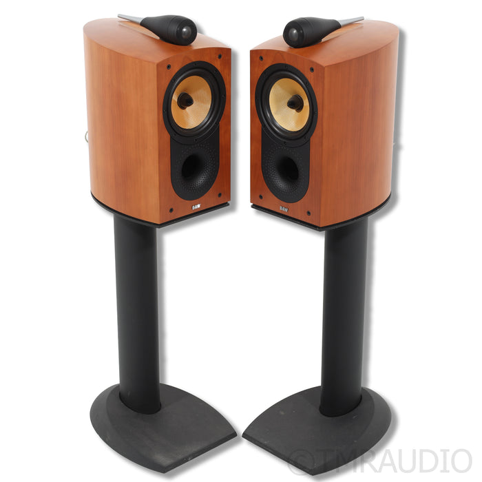 Bowers & Wilkins Nautilus 805 Bookshelf Speakers; Red Cherry Pair With Stands