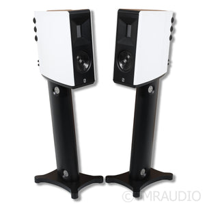 Borresen X1 Bookshelf Speakers; Gloss White Pair with Stands