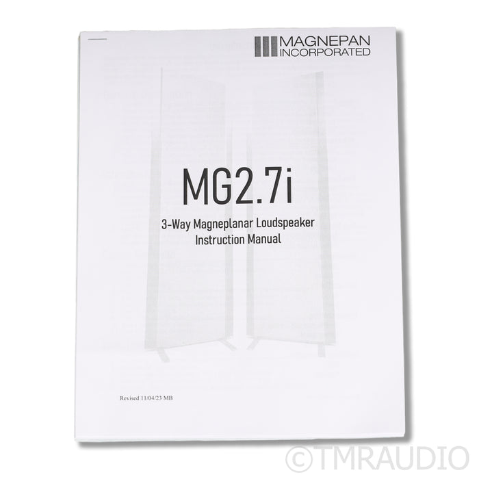 Magnepan 2.7i Planar Magnetic Floorstanding Speakers; Black Pair