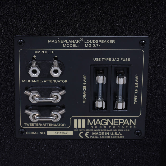 Magnepan 2.7i Planar Magnetic Floorstanding Speakers; Black Pair