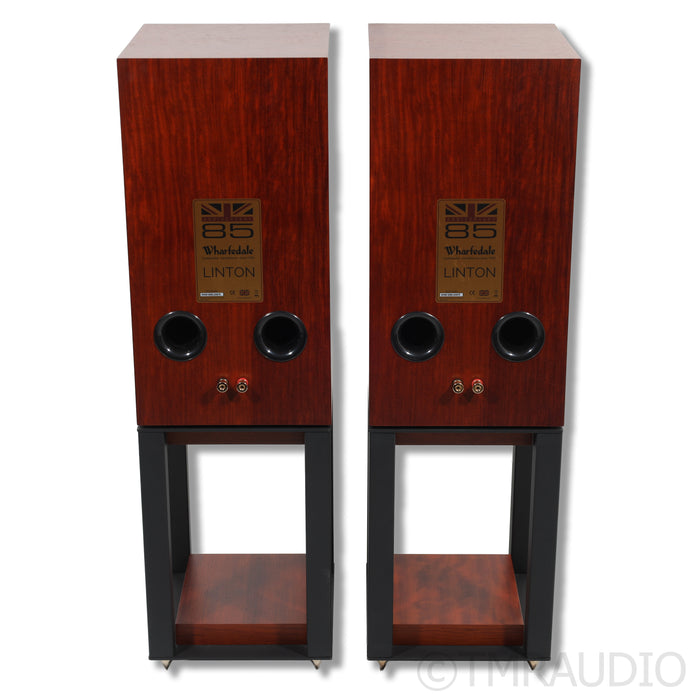 Wharfedale Linton 85th Anniversary Bookshelf Speakers; Walnut Pair with Stands