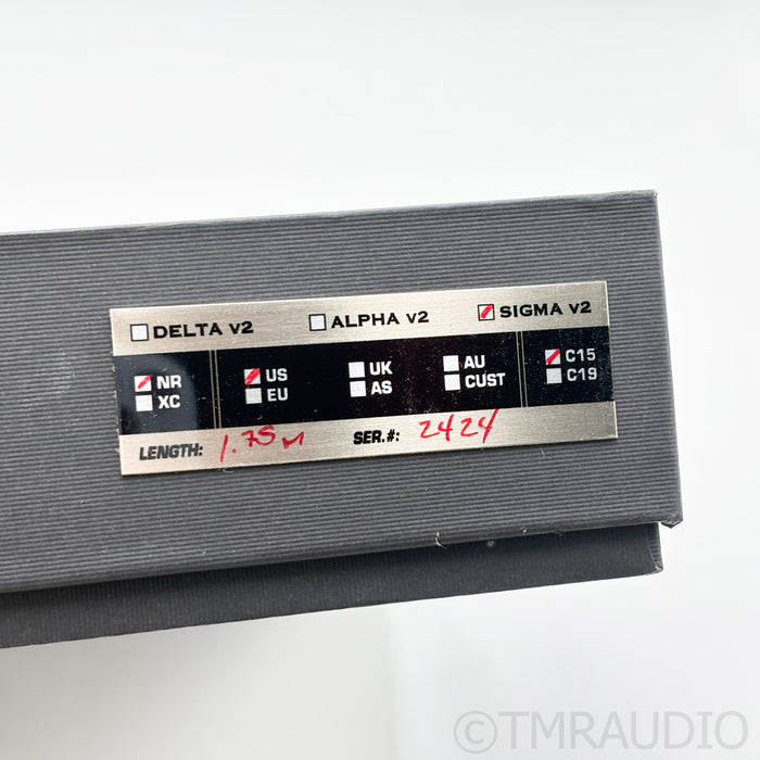 Shunyata Research Sigma v2 NR Power Cable; 1.75m