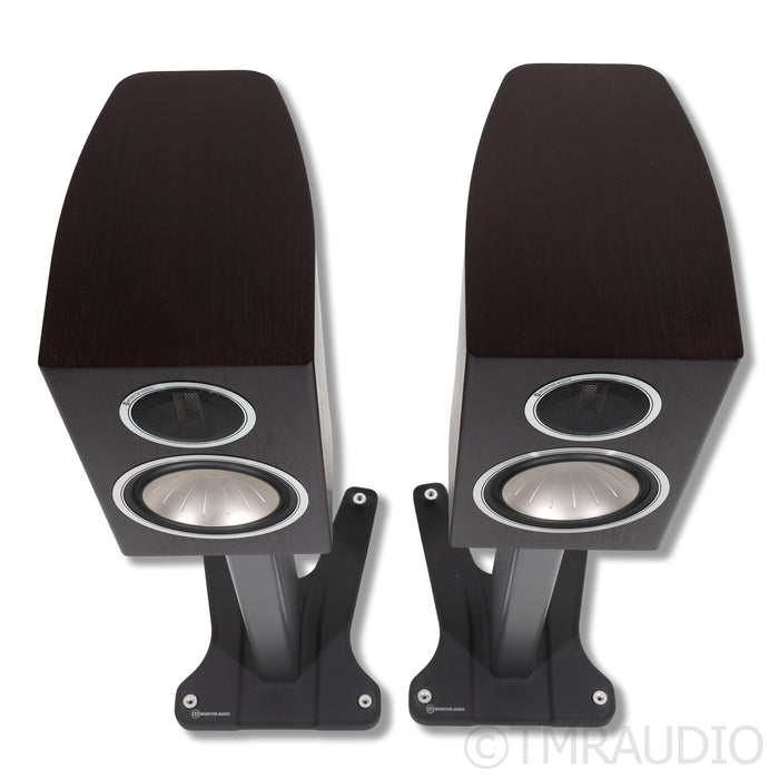 Monitor Audio Gold GX 100 Bookshelf Speakers; Dark Walnut Pair w/ Stands