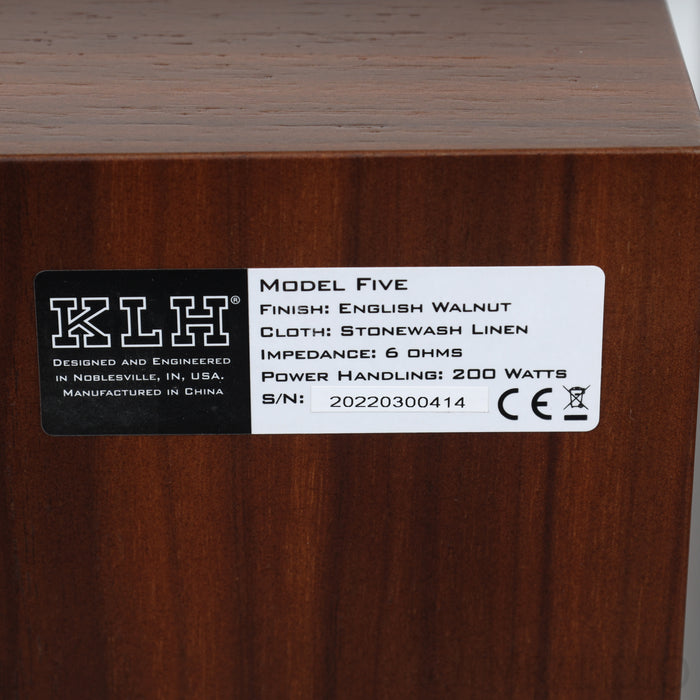 KLH Model Five Bookshelf Speakers; Walnut Pair with Stands
