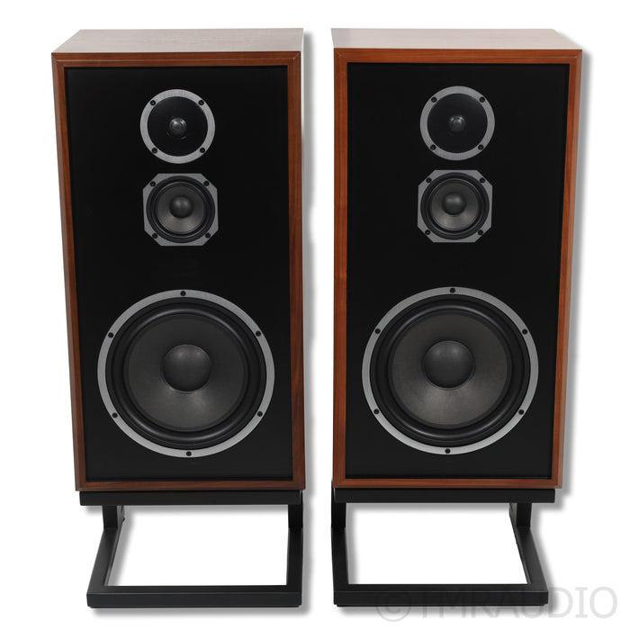 KLH Model Five Bookshelf Speakers; Walnut Pair with Stands