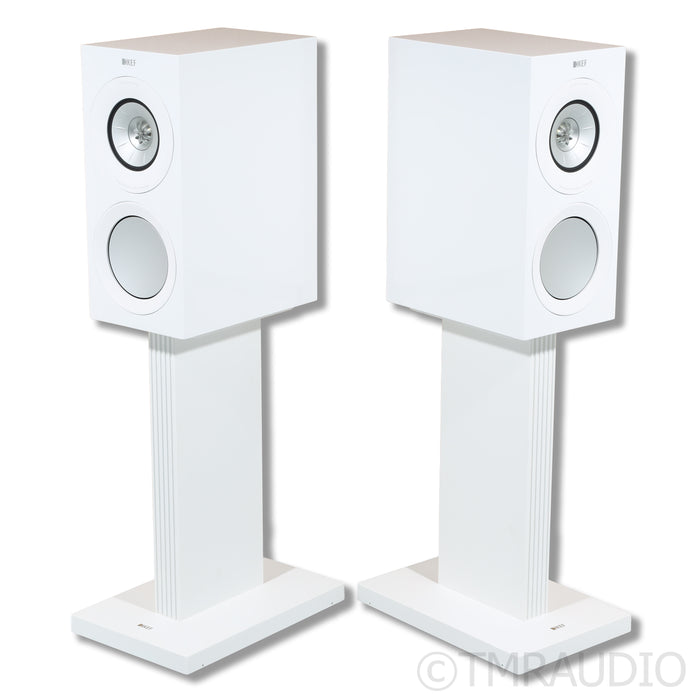 KEF R3 Meta Bookshelf Speakers; Gloss White Pair with Stands