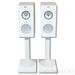 KEF R3 Meta Bookshelf Speakers; Gloss White Pair with Stands