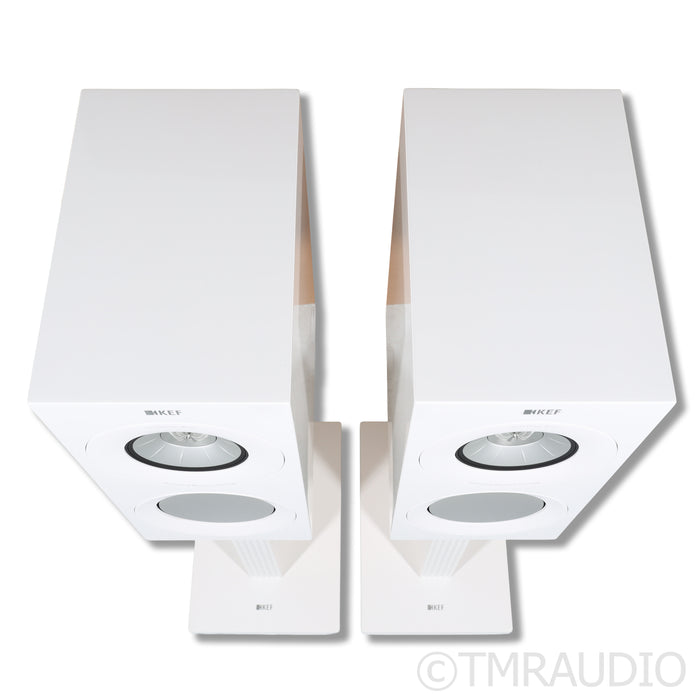 KEF R3 Meta Bookshelf Speakers; Gloss White Pair with Stands