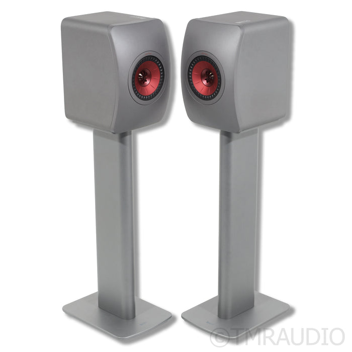 KEF LS50 Meta Bookshelf Speakers; Titanium Pair w/Stands