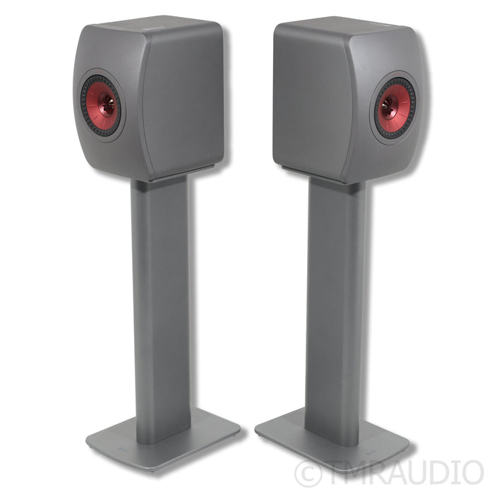 KEF LS50 Meta Bookshelf Speakers; Titanium Pair w/Stands