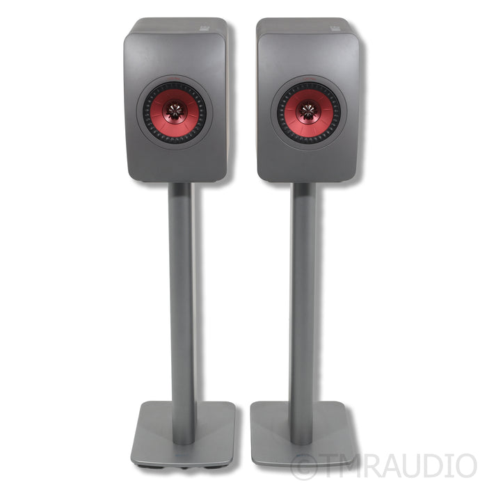 KEF LS50 Meta Bookshelf Speakers; Titanium Pair w/Stands