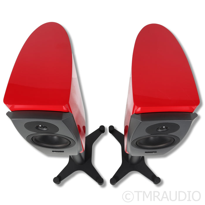 Dynaudio Confidence 20 Bookshelf Speakers; Custom Gloss Red Pair With Stands