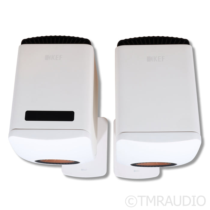 KEF LS50 Wireless II Active Bookshelf Speakers; White Pair with Stands