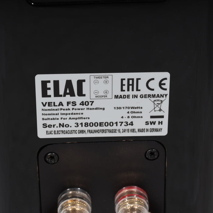 ELAC Vela FS407 Floorstanding Speakers; Black Pair
