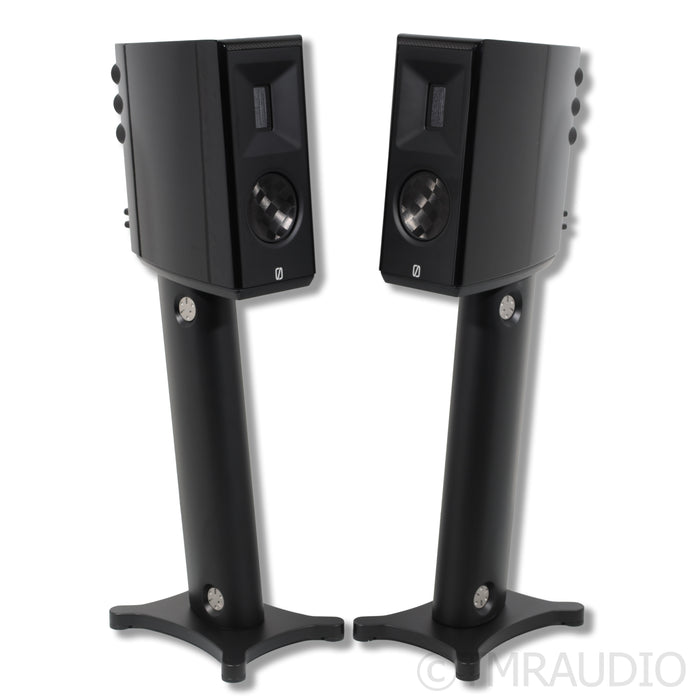 Borresen X1 Bookshelf Speakers; Black Pair with Stands