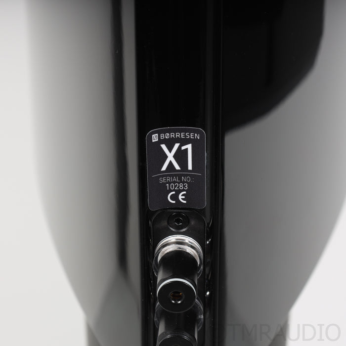 Borresen X1 Bookshelf Speakers; Black Pair with Stands