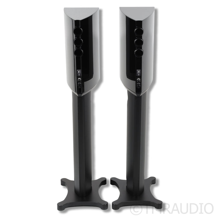 Borresen X1 Bookshelf Speakers; Black Pair with Stands