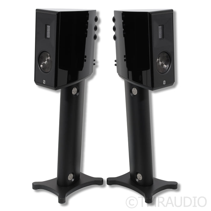 Borresen X1 Bookshelf Speakers; Black Pair with Stands
