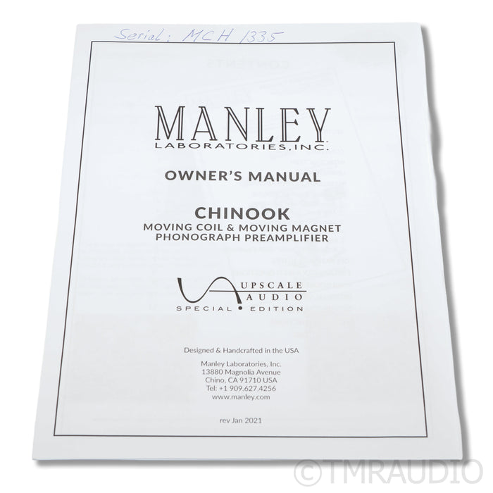 Manley Laboratories Chinook SE Phono Preamplifier; MC/MM Phono