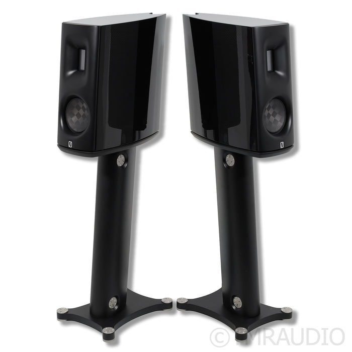 Borresen C1 Bookshelf Speakers; Piano Black Pair with Stands