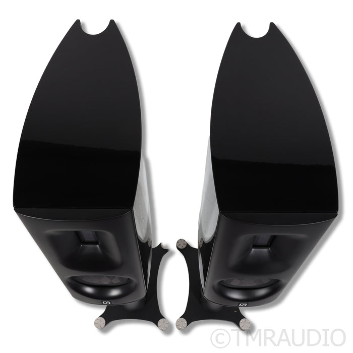 Borresen C1 Bookshelf Speakers; Piano Black Pair with Stands