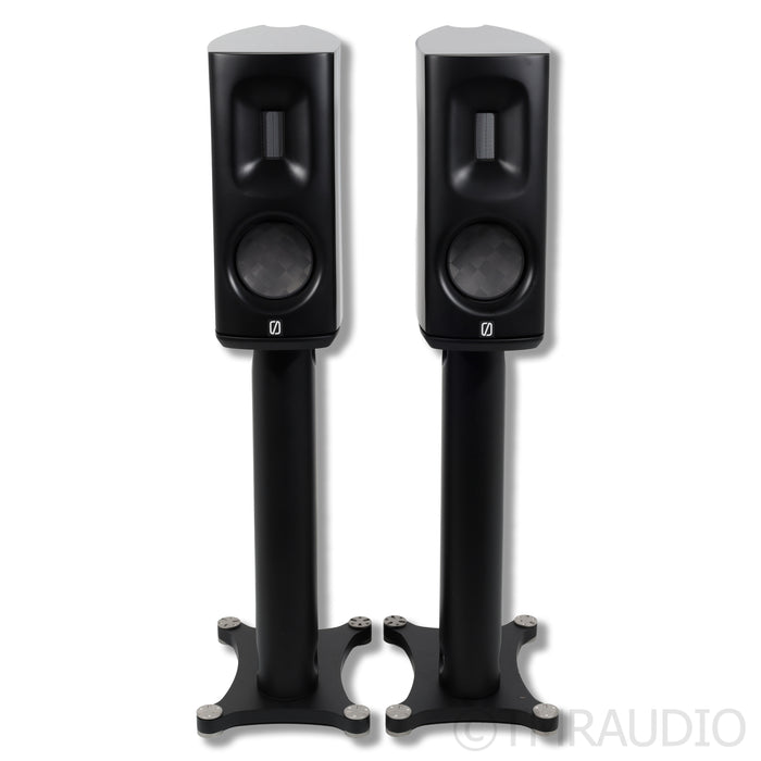 Borresen C1 Bookshelf Speakers; Piano Black Pair with Stands