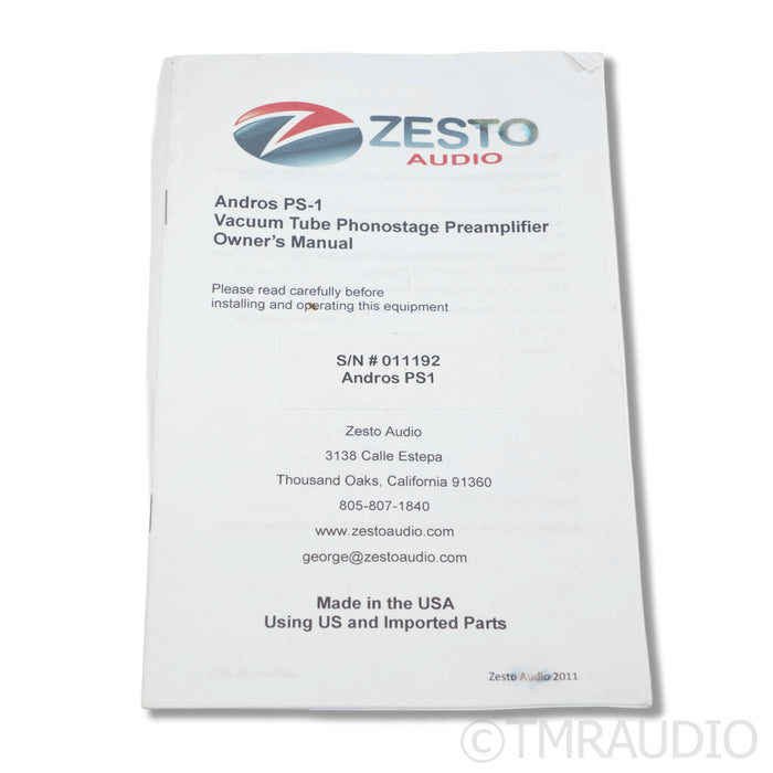Zesto Audio Andros PS1 Tube MM/MC Phono Preamplifier