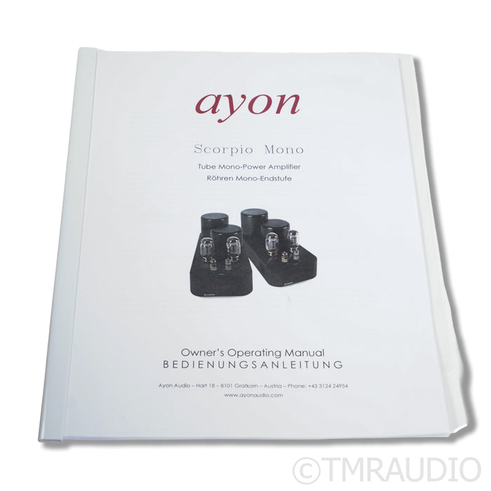 Ayon Audio Scorpio Tube MonoBlock Power Amplifier; Pair