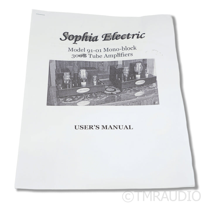 Sophia Electric 91-01 300B MonoBlock Tube Power Amplifier Pair