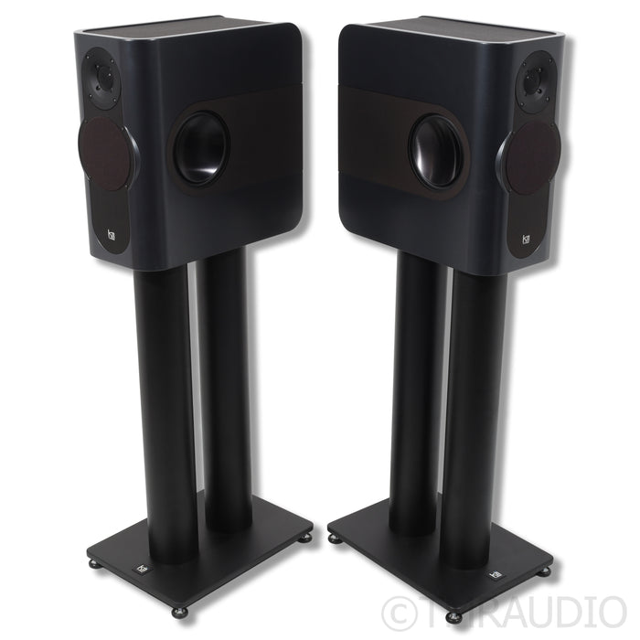 Kii Three Active Bookshelf Speakers w/ Stands; Black