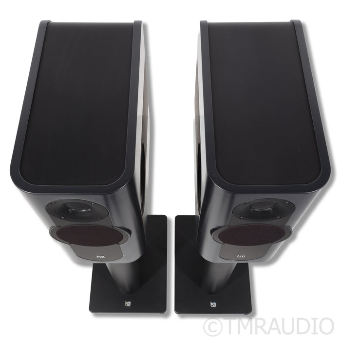 Kii Three Active Bookshelf Speakers w/ Stands; Black