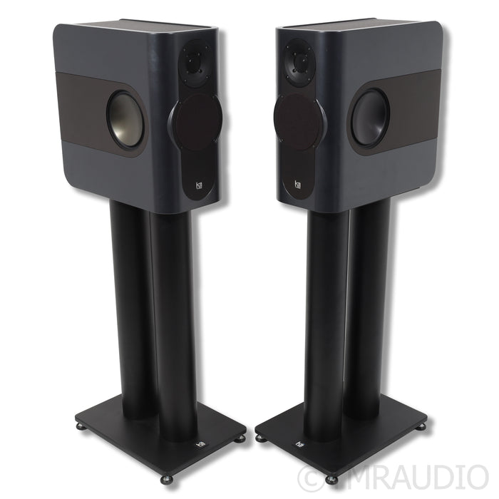 Kii Three Active Bookshelf Speakers w/ Stands; Black
