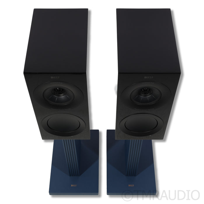 KEF R3 Meta Bookshelf Speakers w/ Indigo Blue Stands