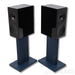 KEF R3 Meta Bookshelf Speakers w/ Indigo Blue Stands