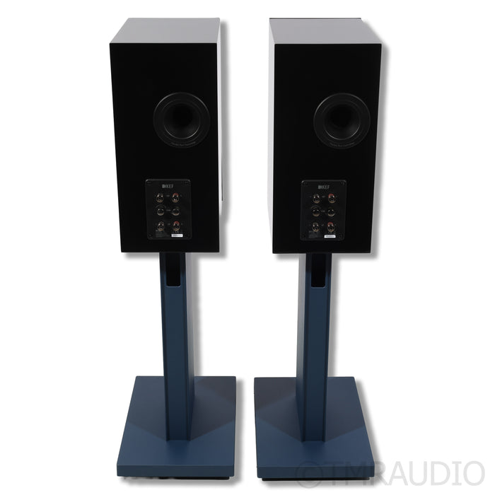 KEF R3 Meta Bookshelf Speakers w/ Indigo Blue Stands