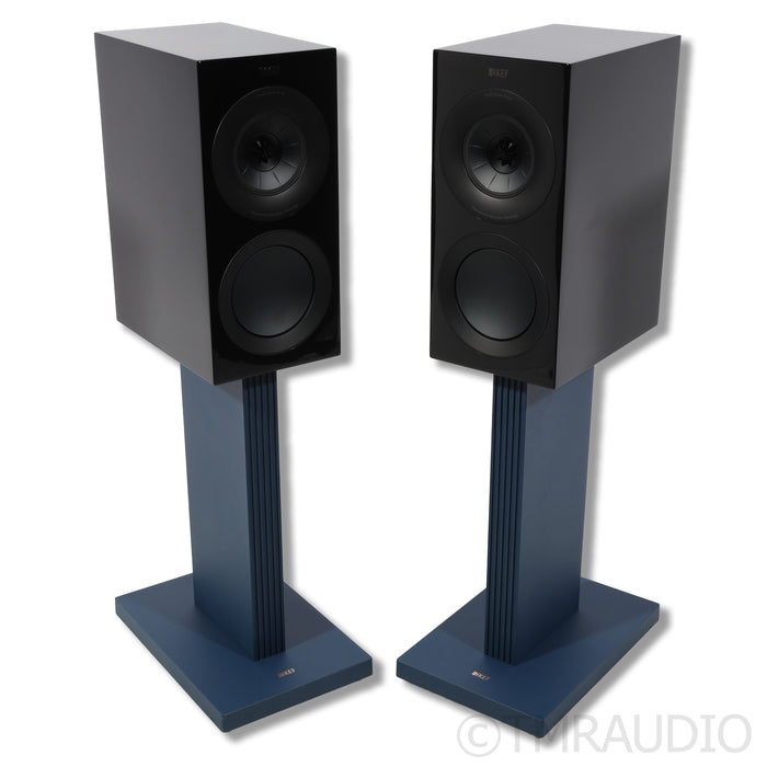 KEF R3 Meta Bookshelf Speakers w/ Indigo Blue Stands