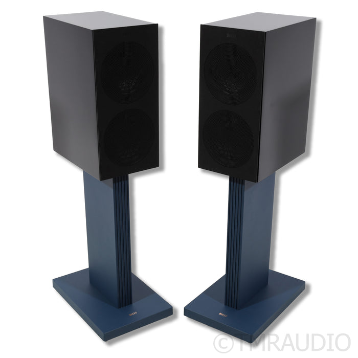 KEF R3 Meta Bookshelf Speakers w/ Indigo Blue Stands