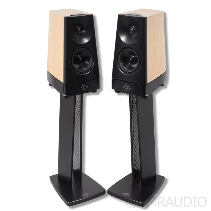 YG Acoustics Cairn Bookshelf Speakers w/ Stands; Oak