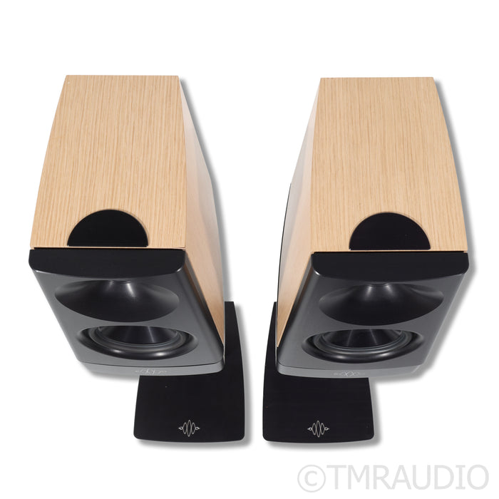 YG Acoustics Cairn Bookshelf Speakers w/ Stands; Oak