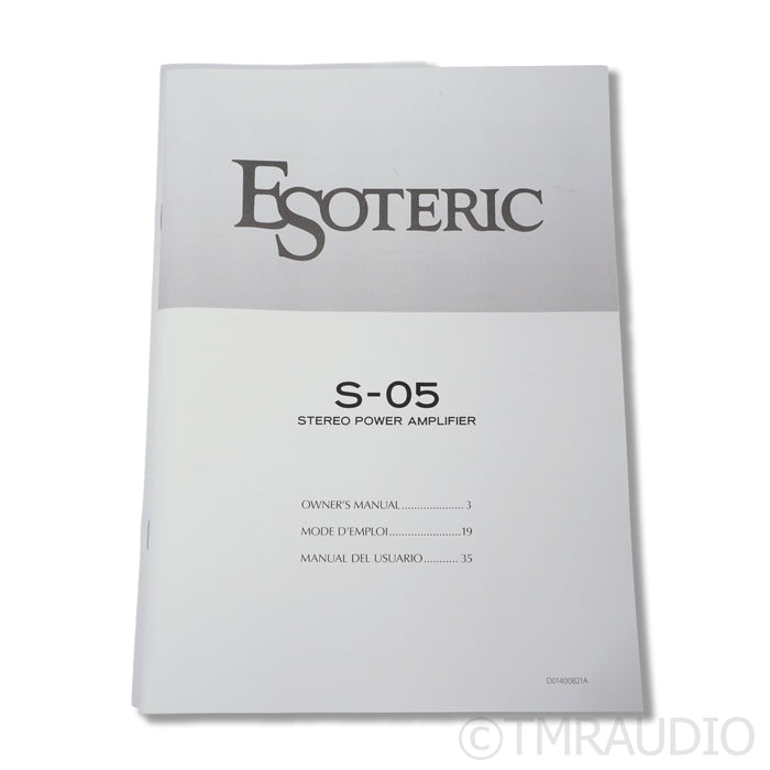 Esoteric Audio S-05 Dual Mono/Stereo Power Amplifier