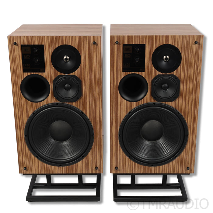 JBL L100 Classic 80th Anniversary Bookshelf Speakers w/ Dedicated Stands; Brown
