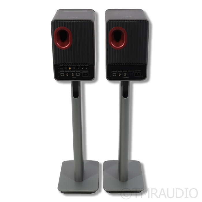 KEF LS50 Wireless II Bookshelf Speakers w/ Stands; Titanium Grey
