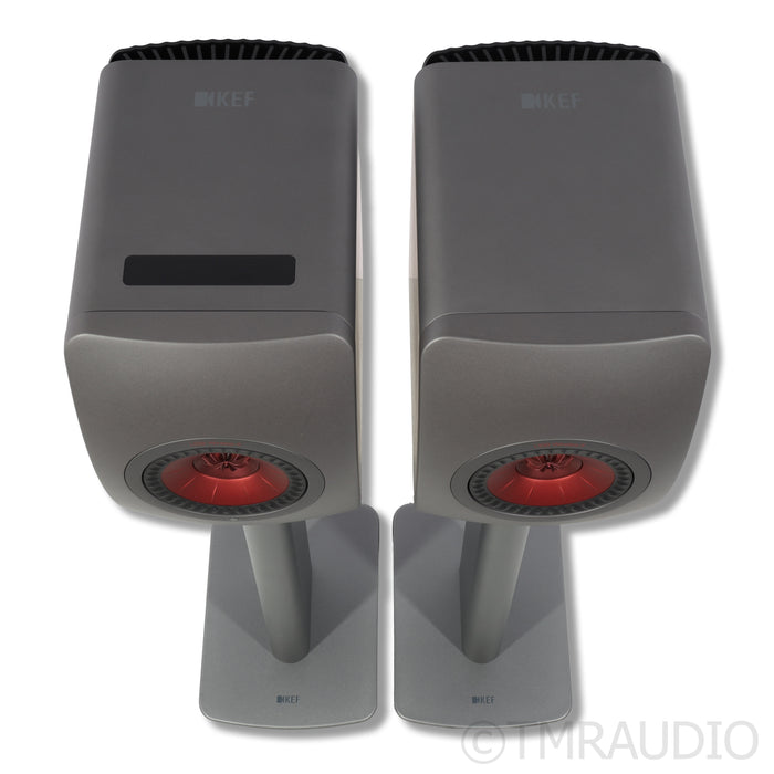 KEF LS50 Wireless II Bookshelf Speakers w/ Stands; Titanium Grey